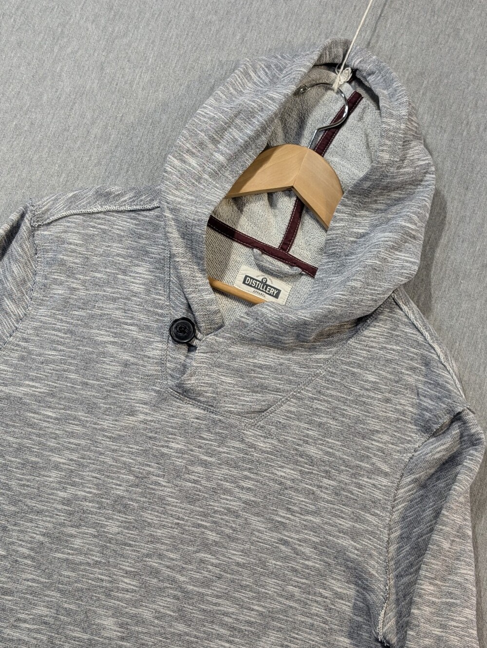 Distillery Apparel Cotton Hoodie Women's Large Heathered Grey White